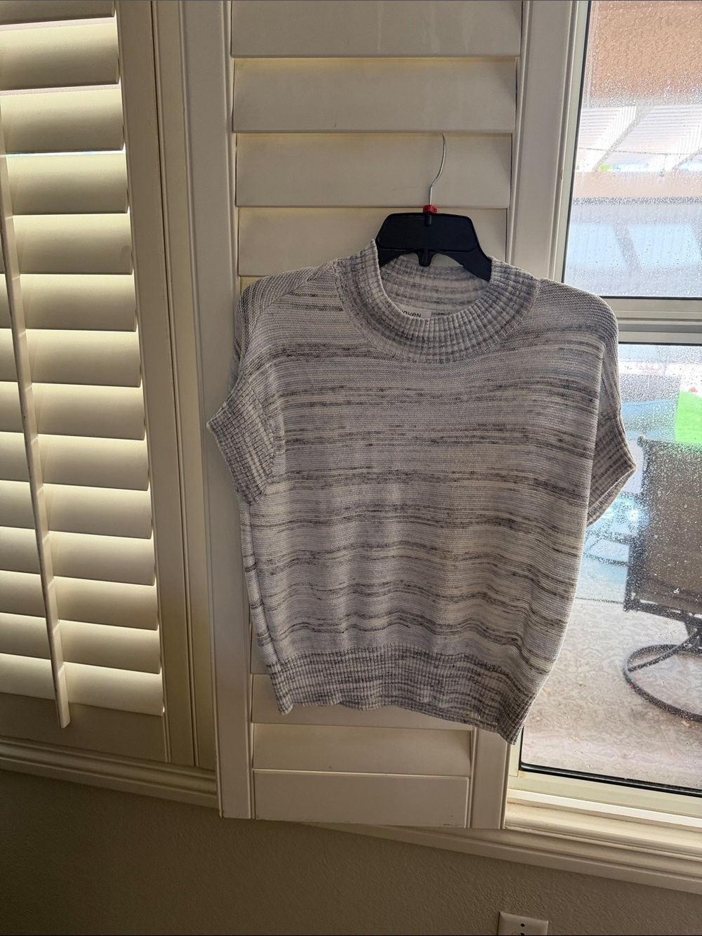 Talbots Marled Gray Short-Sleeve Crewneck Sweater